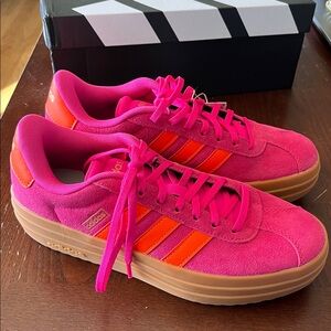 Adidas VL Court Bold Women's Sneakers - Vibrant Pink and Orange
